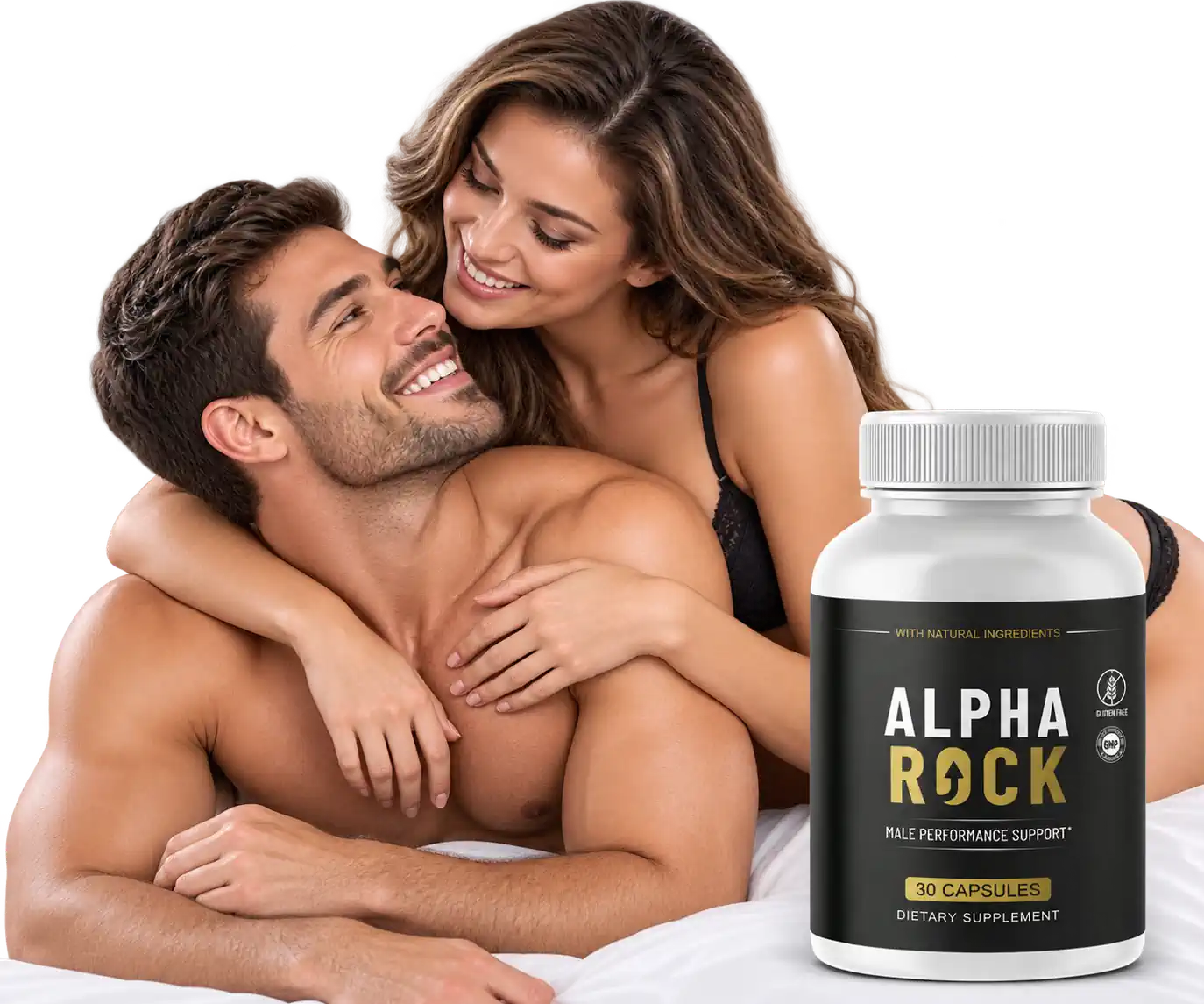 AlphaRock male performance support bottle shown with an adult man